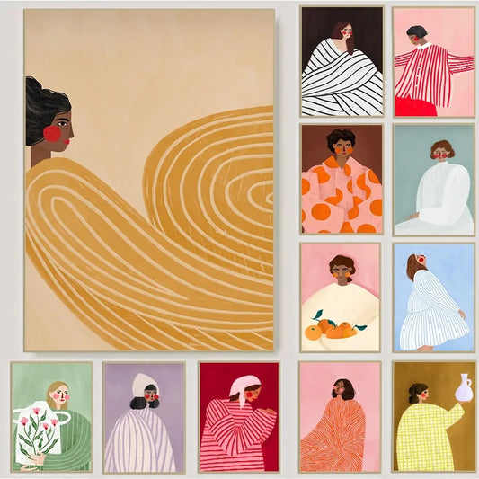 Minimalist Women Portrait Canvas Wall Print
