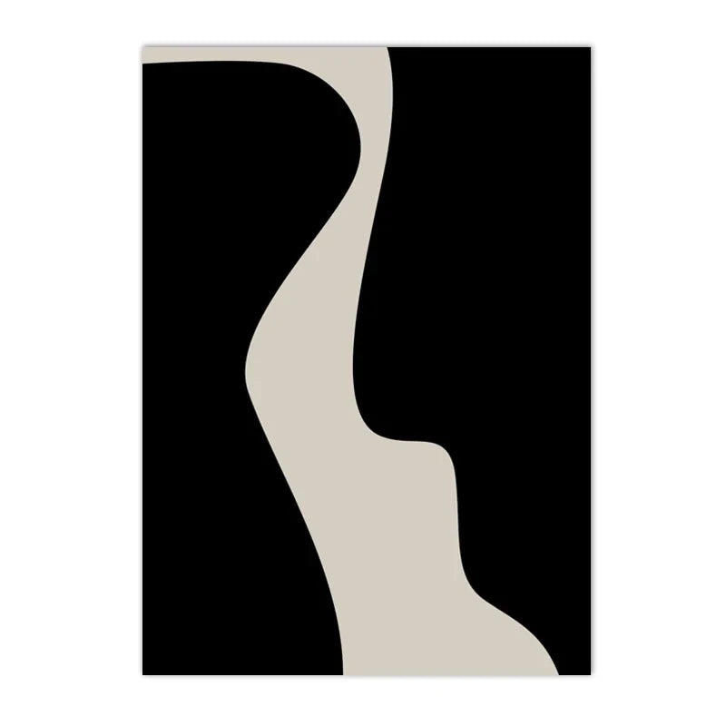 Minimalist Black and White Abstract Canvas Wall Print