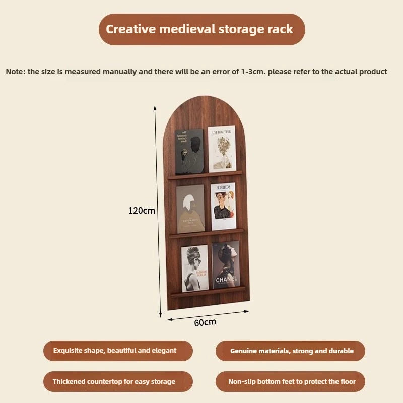 Wood Floor-Standing Book Rack for Magazines and Decor
