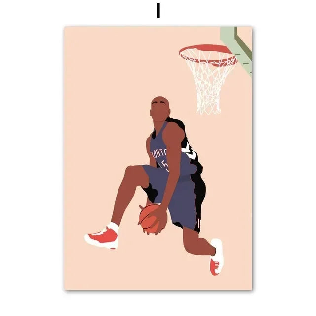 Minimalist Basketball Portrait Canvas Wall Print