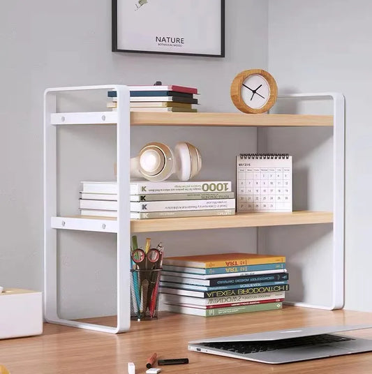 Wood Tiered Desktop Bookshelf for Daily Organization