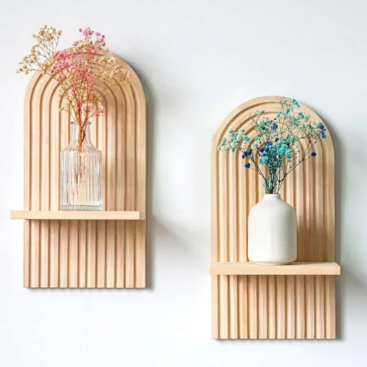 Wood Boho Floating Nursery Shelf for Books and Decor