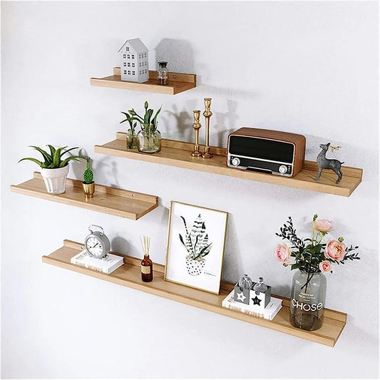 Wood Floating Wall Shelf for Display and Storage - Wall-Mounted