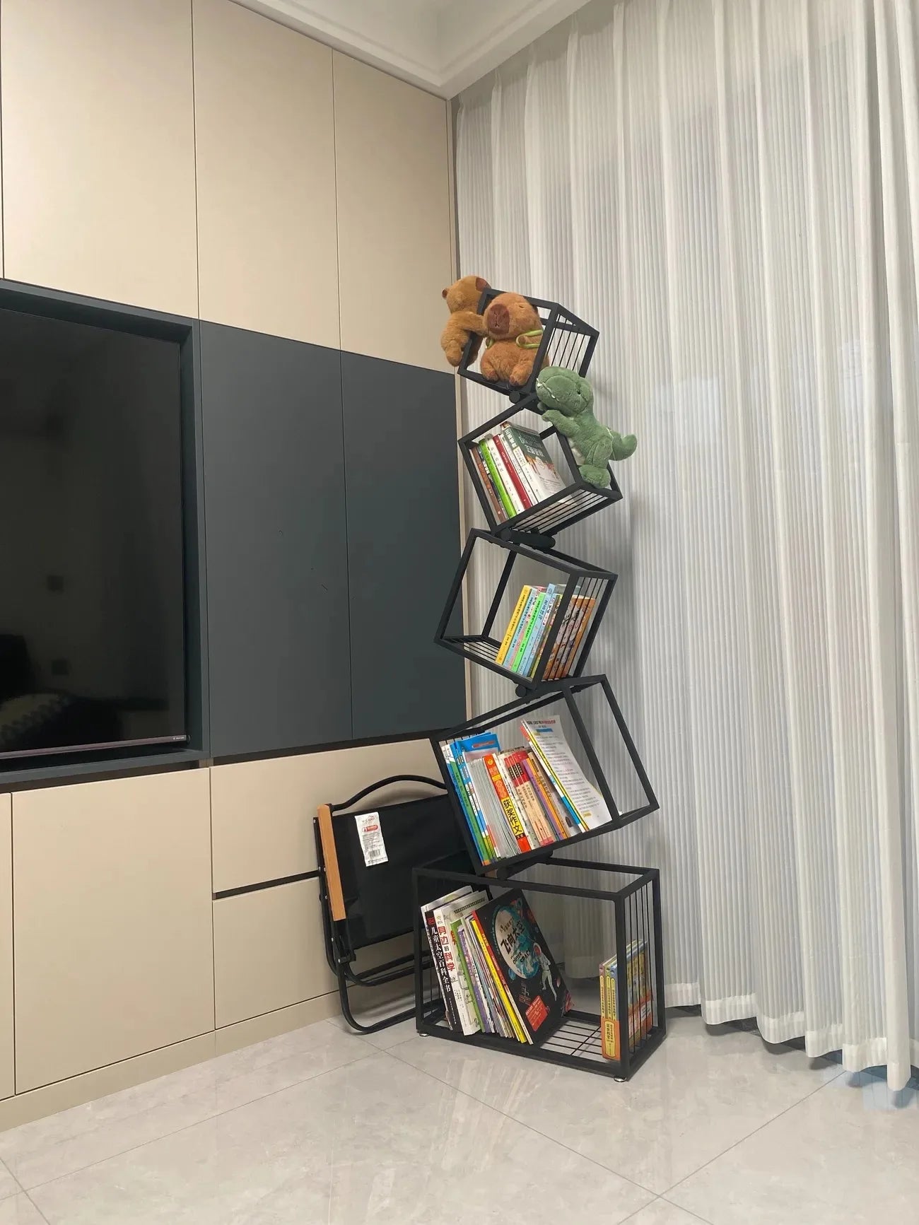Metal Modern Bookcase Shelf for Home Storage