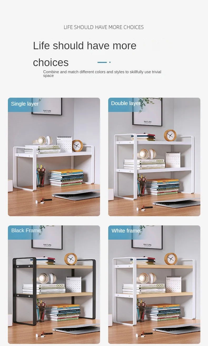 Wood Tiered Desktop Bookshelf for Daily Organization