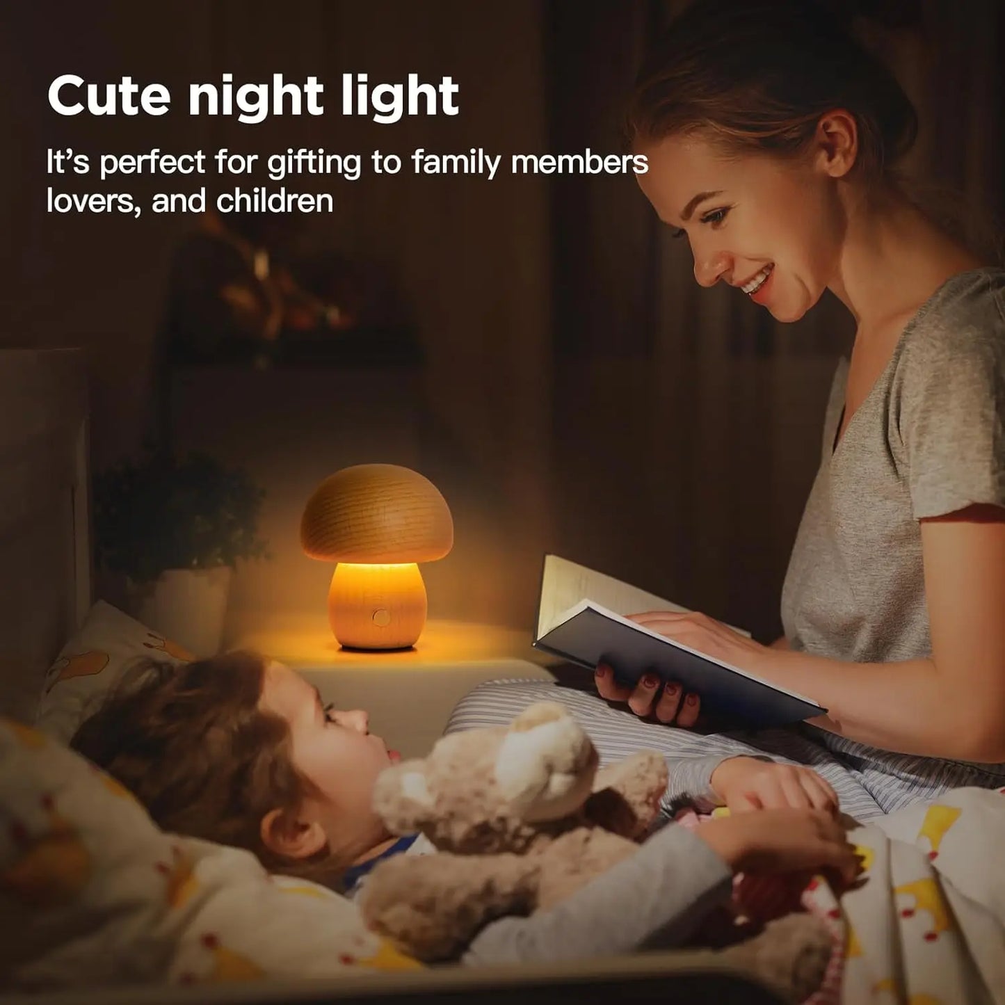 Mushroom Table Lamp with Touch Dimming - Nursery