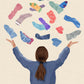 Minimalist Reading Girl Balloon Canvas Wall Print