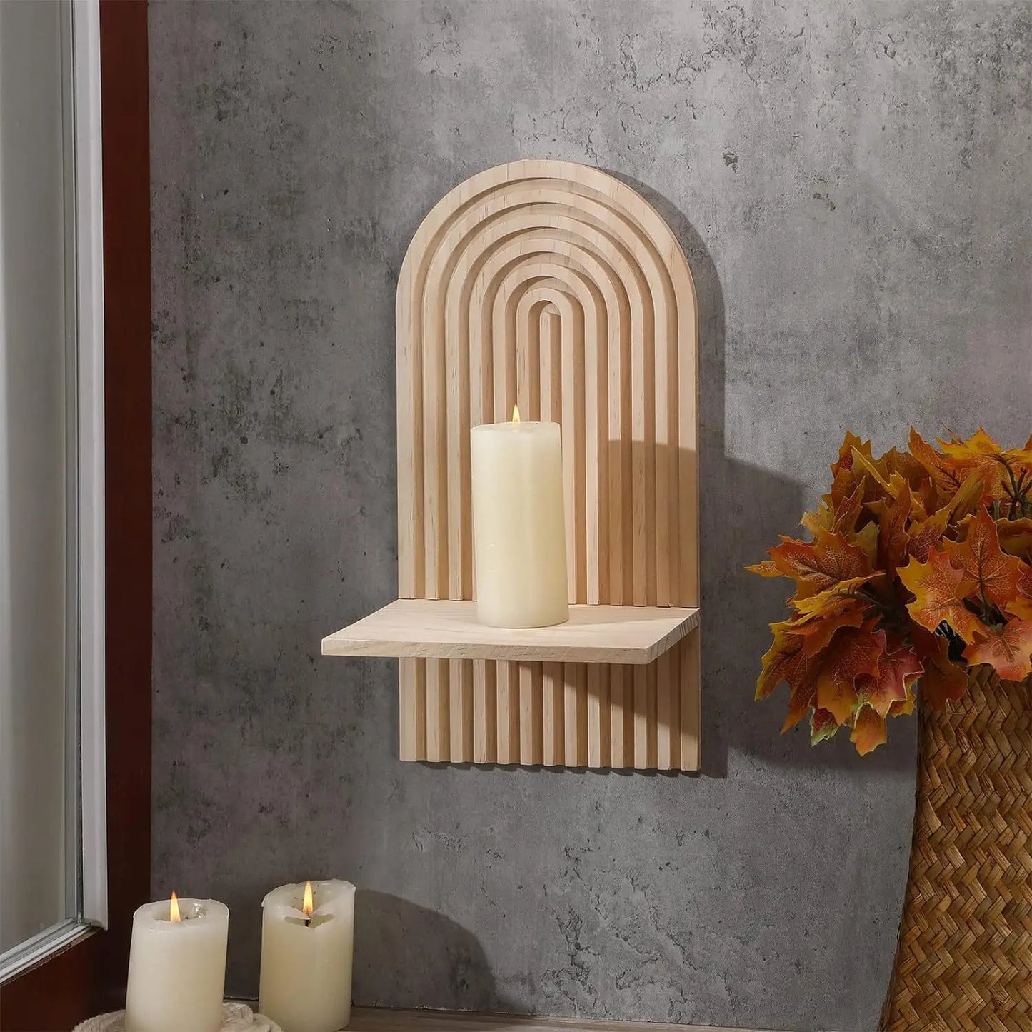 Wood Boho Floating Nursery Shelf for Books and Decor