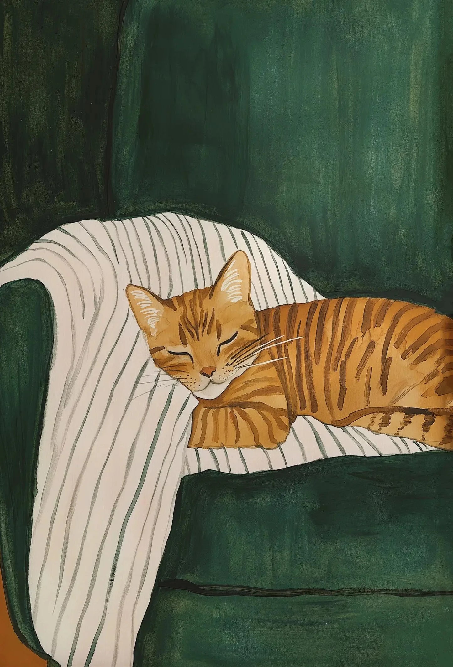 Minimalist Cat Illustration Canvas Wall Print