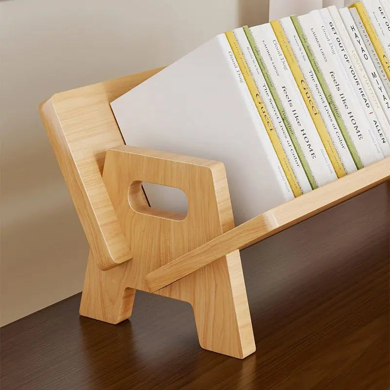Wood Tilting Desktop Book Rack for Books and Magazines