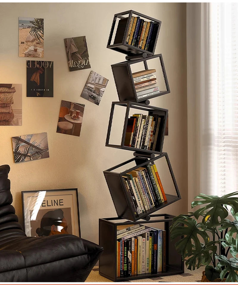 Metal Foldable Grid Bookcase for Home Storage