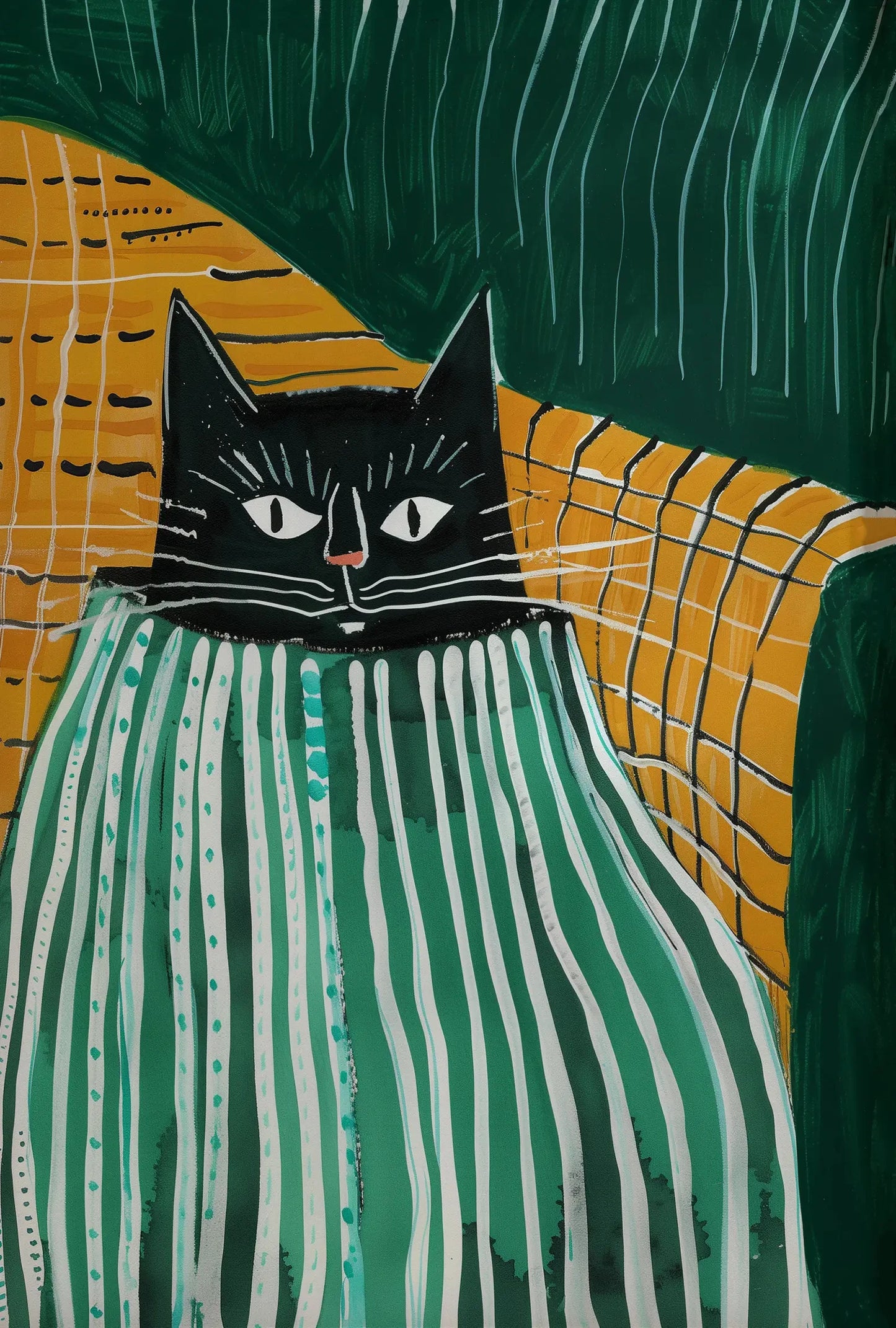 Minimalist Cat Illustration Canvas Wall Print
