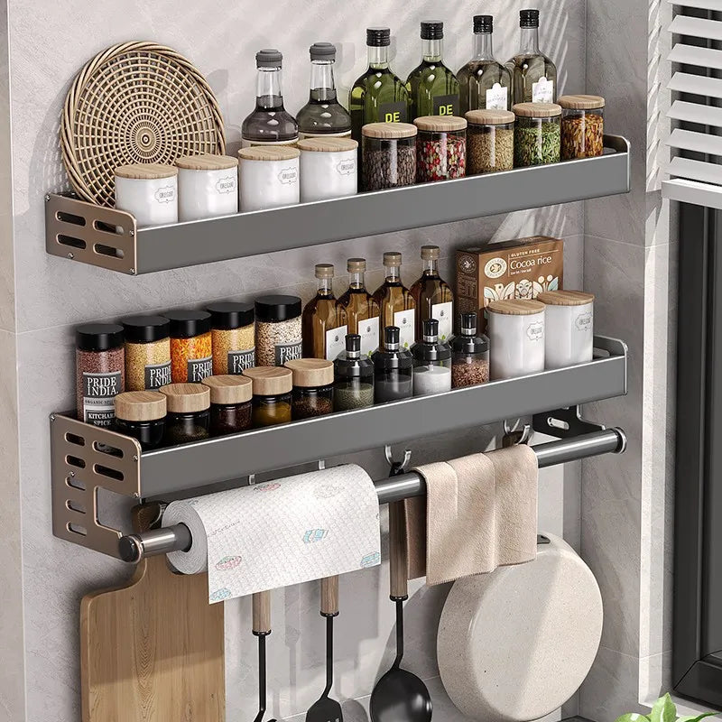 Multi-Tier Spice Storage Rack - Wall-Mounted