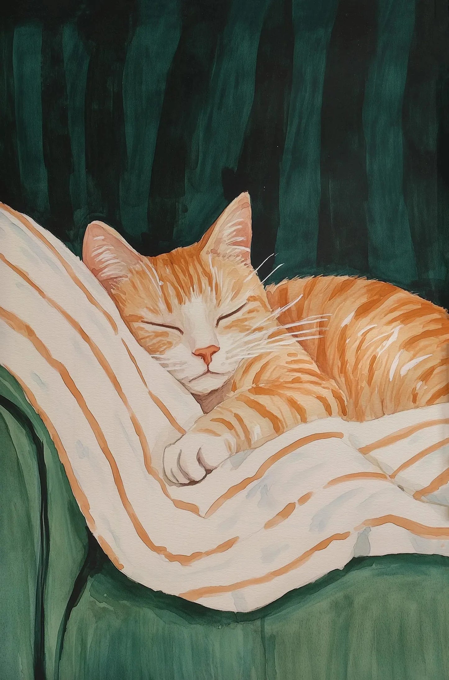 Minimalist Cat Illustration Canvas Wall Print