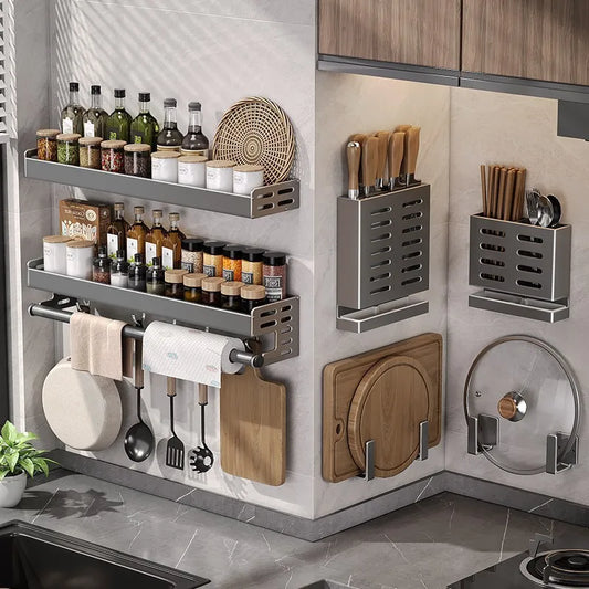 Multi-Tier Spice Storage Rack - Wall-Mounted