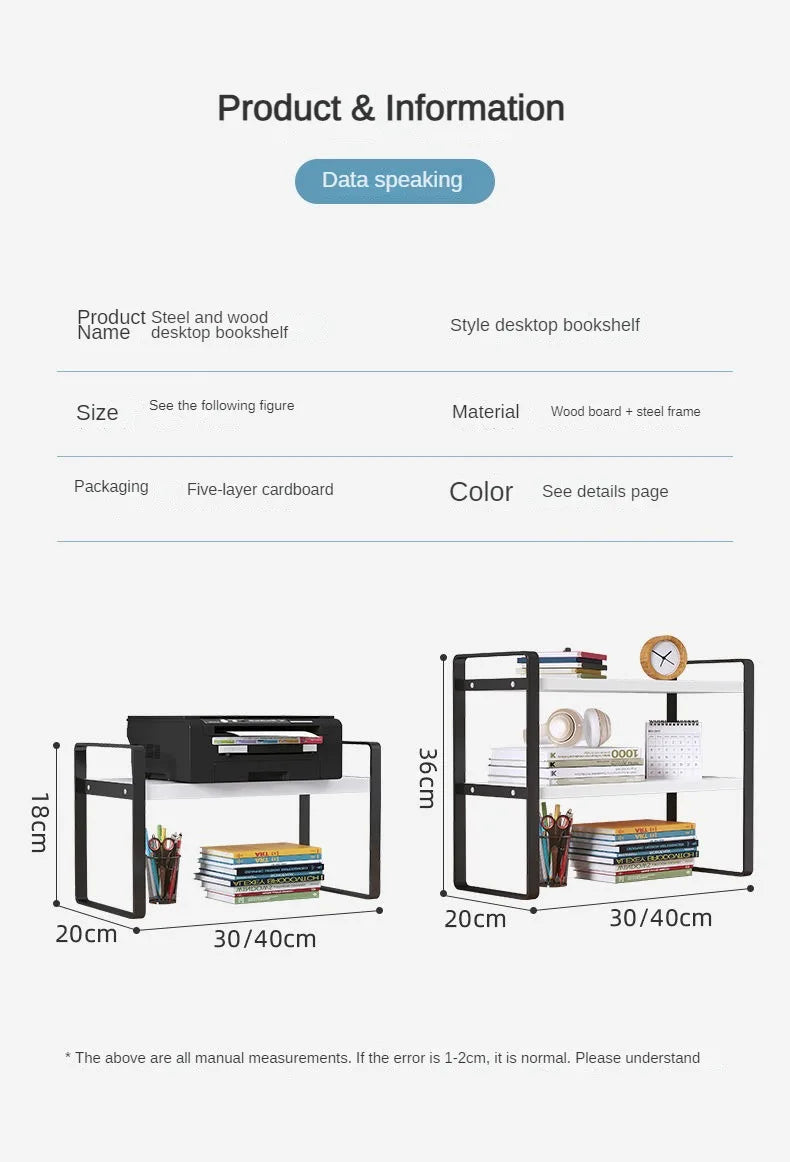 Wood Tiered Desktop Bookshelf for Daily Organization