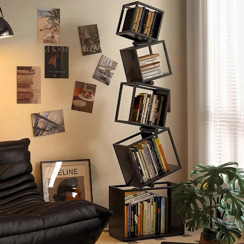 Metal Foldable Grid Bookcase for Home Storage