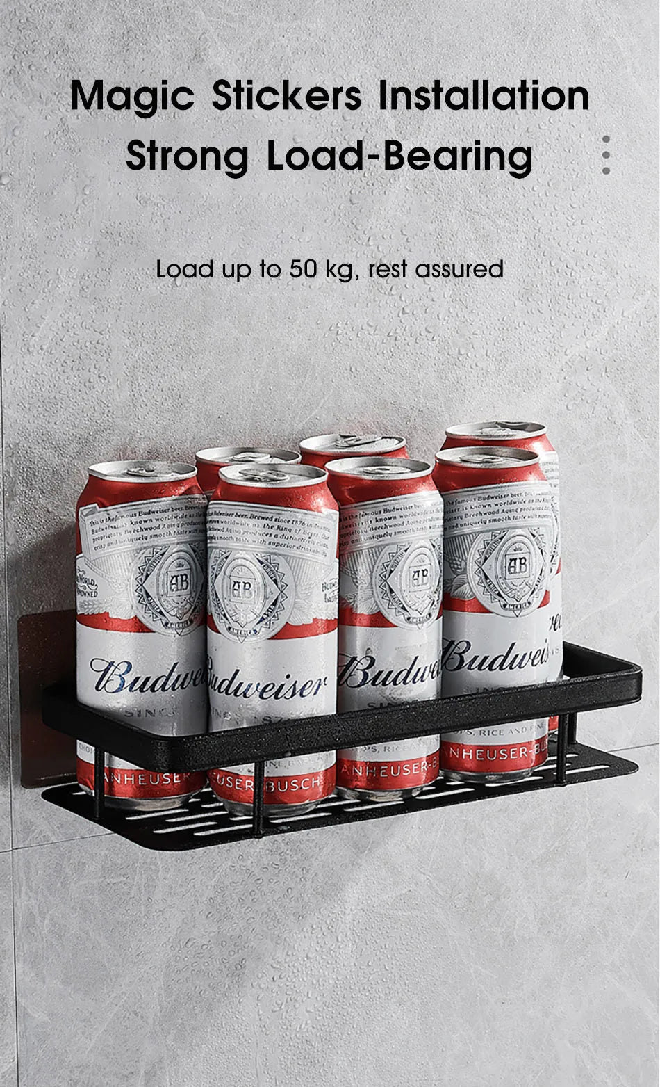 No-Drill Corner Shower Shelf Organizer - Wall-Mounted