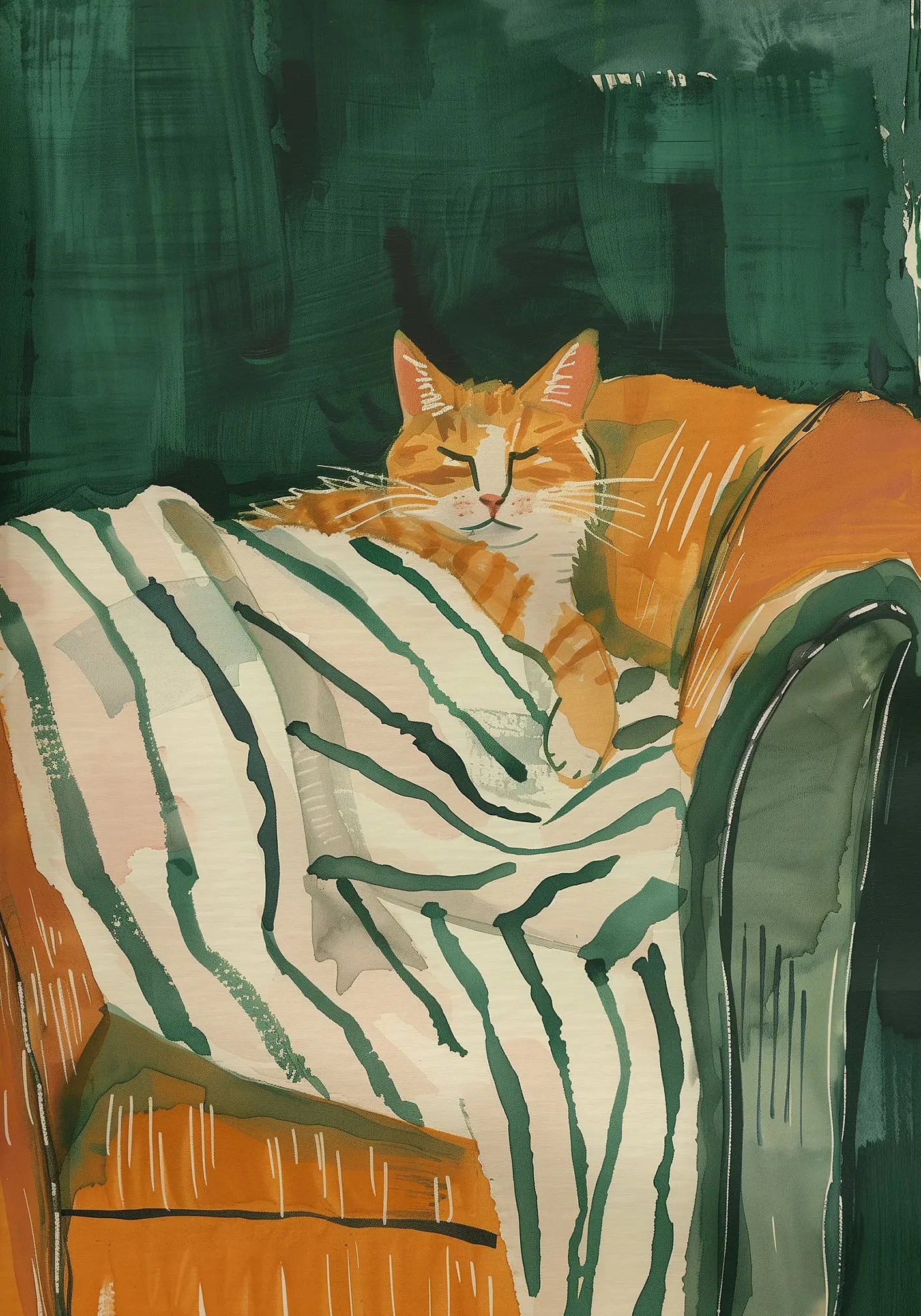 Minimalist Cat Illustration Canvas Wall Print