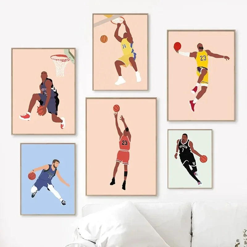 Minimalist Basketball Portrait Canvas Wall Print