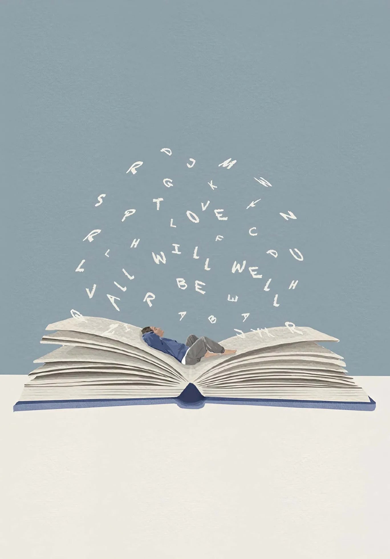 Minimalist Reading Girl Balloon Canvas Wall Print