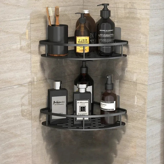 No-Drill Corner Shower Shelf Organizer - Wall-Mounted