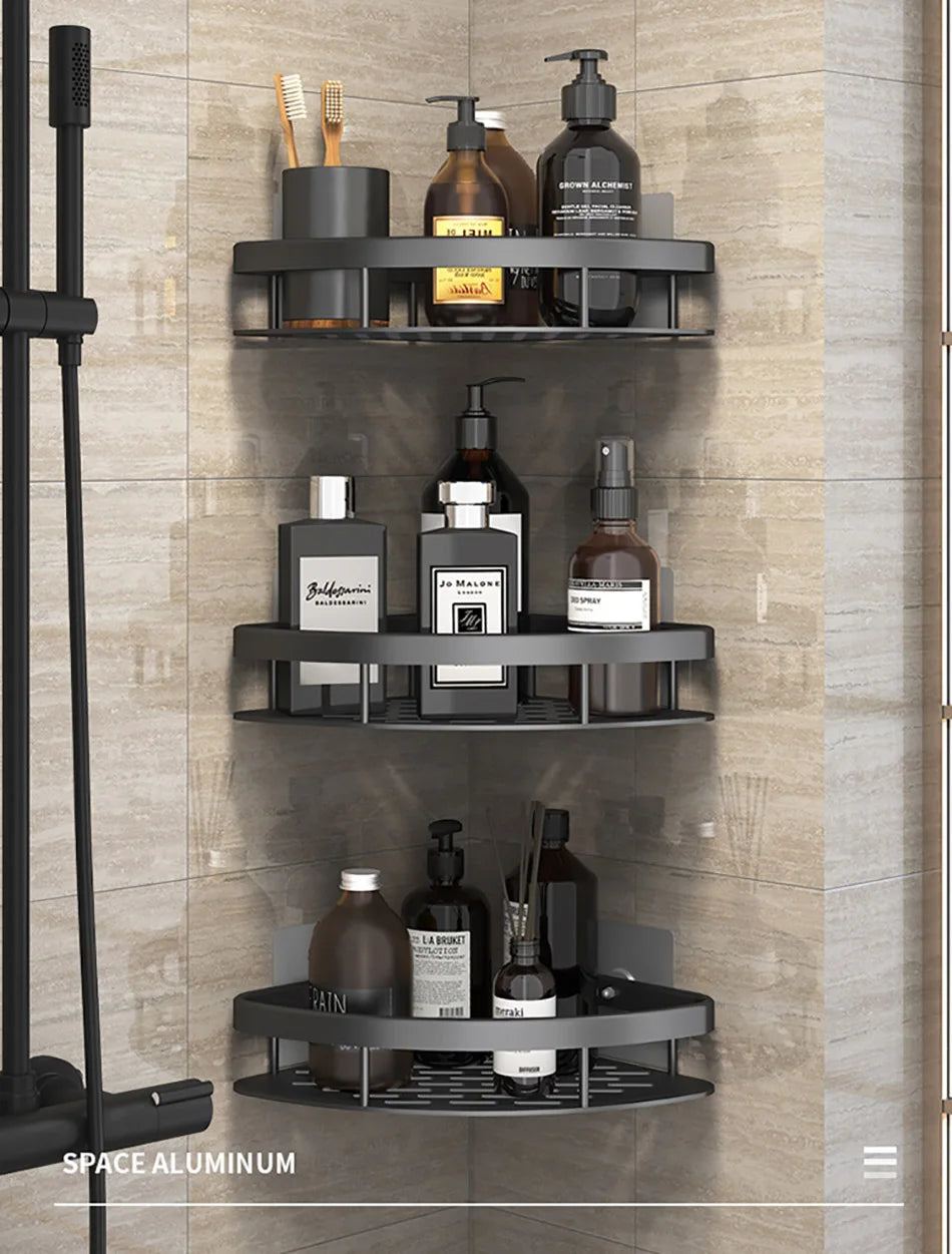 No-Drill Corner Shower Shelf Organizer - Wall-Mounted