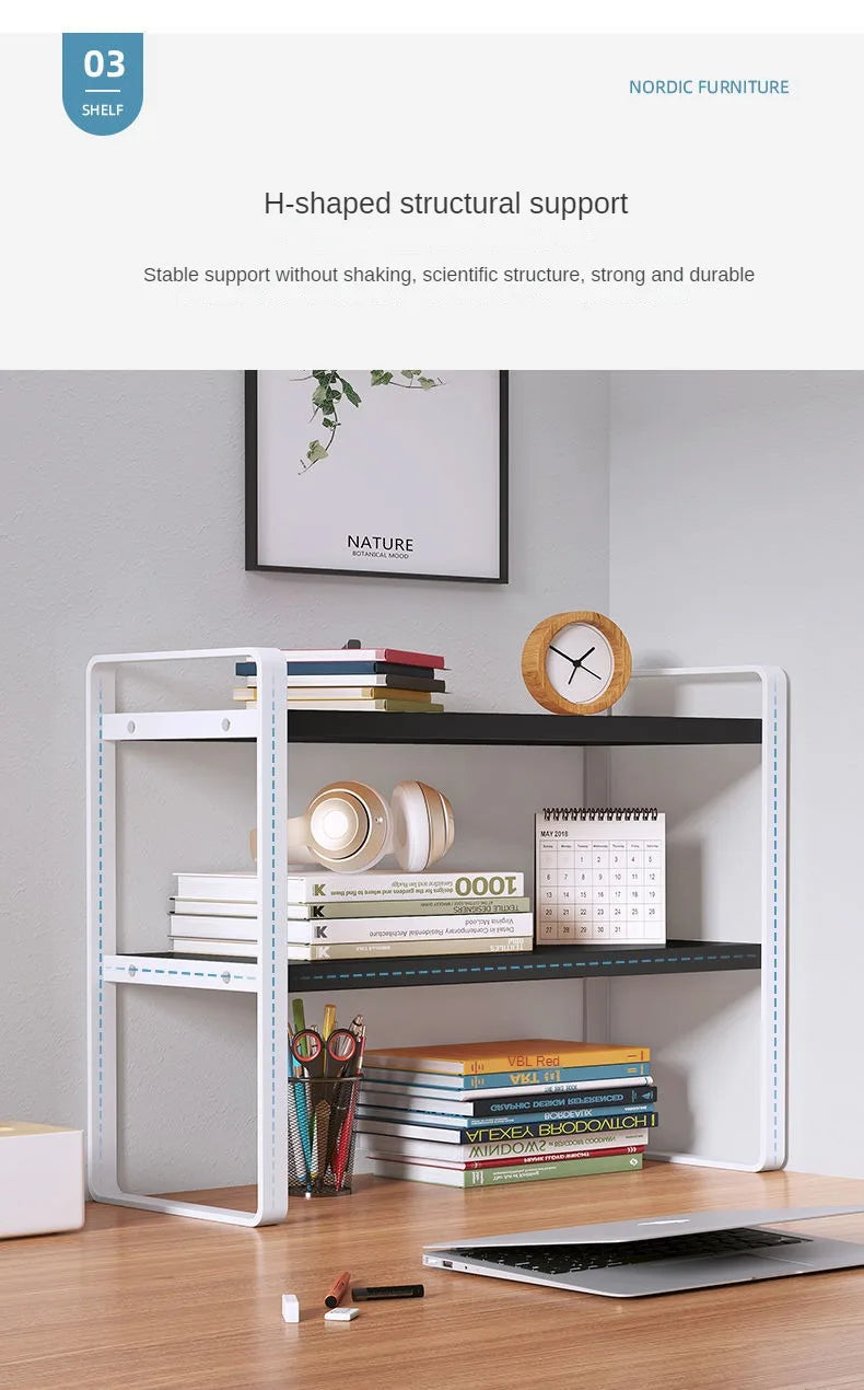 Wood Tiered Desktop Bookshelf for Daily Organization
