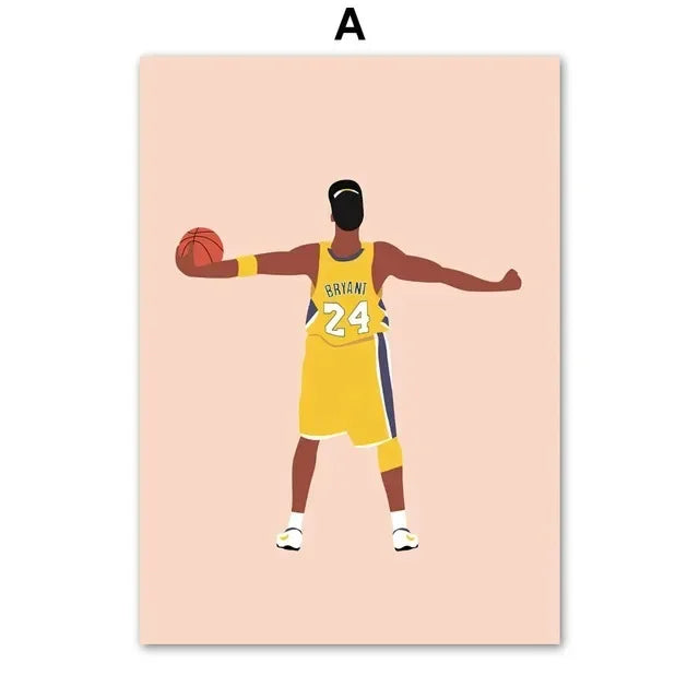 Minimalist Basketball Portrait Canvas Wall Print