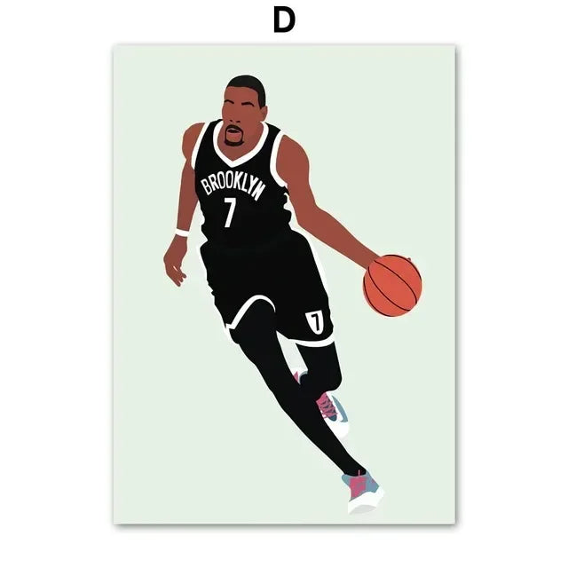 Minimalist Basketball Portrait Canvas Wall Print