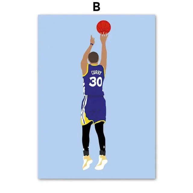 Minimalist Basketball Portrait Canvas Wall Print