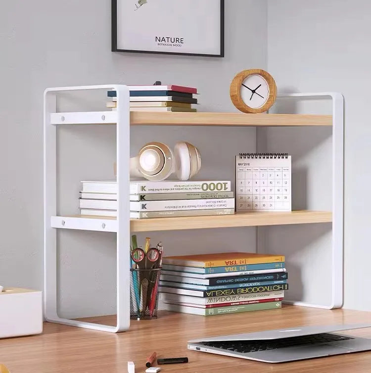 Wood Tiered Desktop Bookshelf for Daily Organization