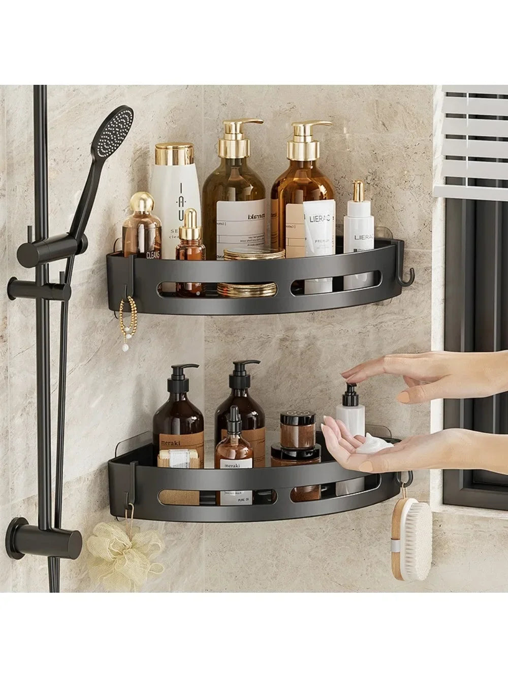 No-Drill Corner Shower Shelf Organizer