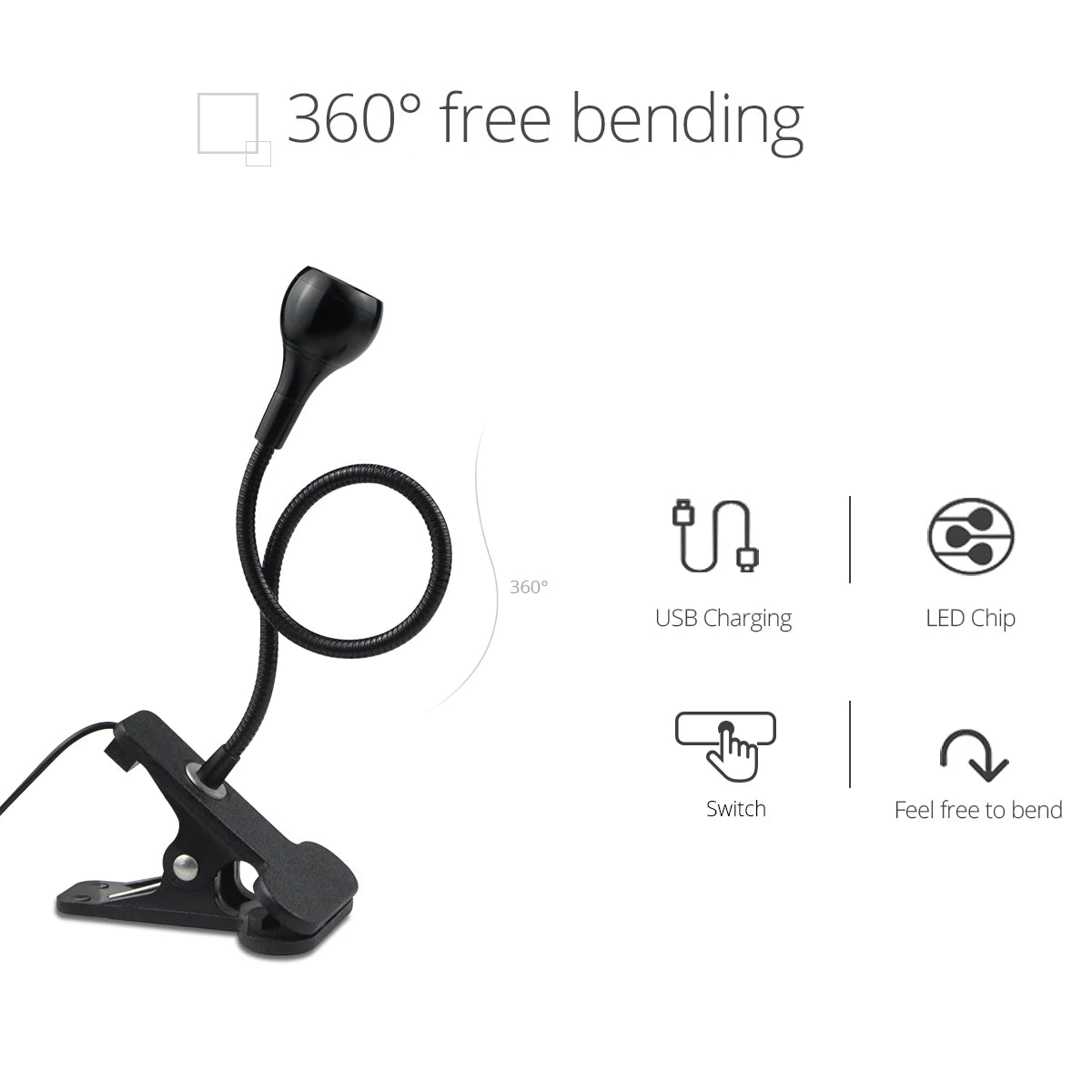 Clip-On Reading Light with Flexible Neck