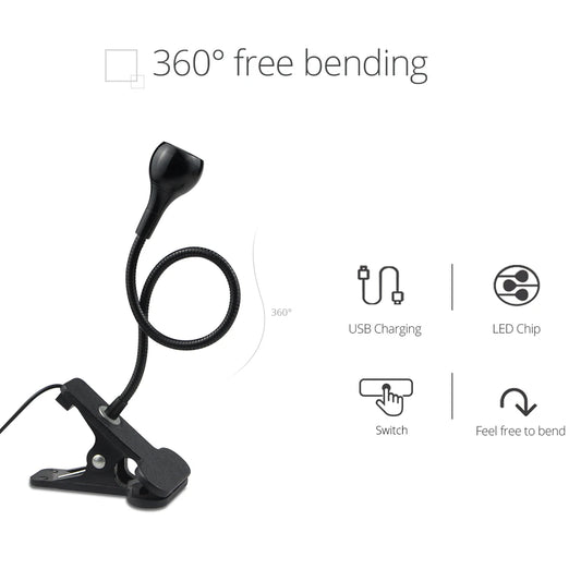 Clip-On Reading Light with Flexible Neck