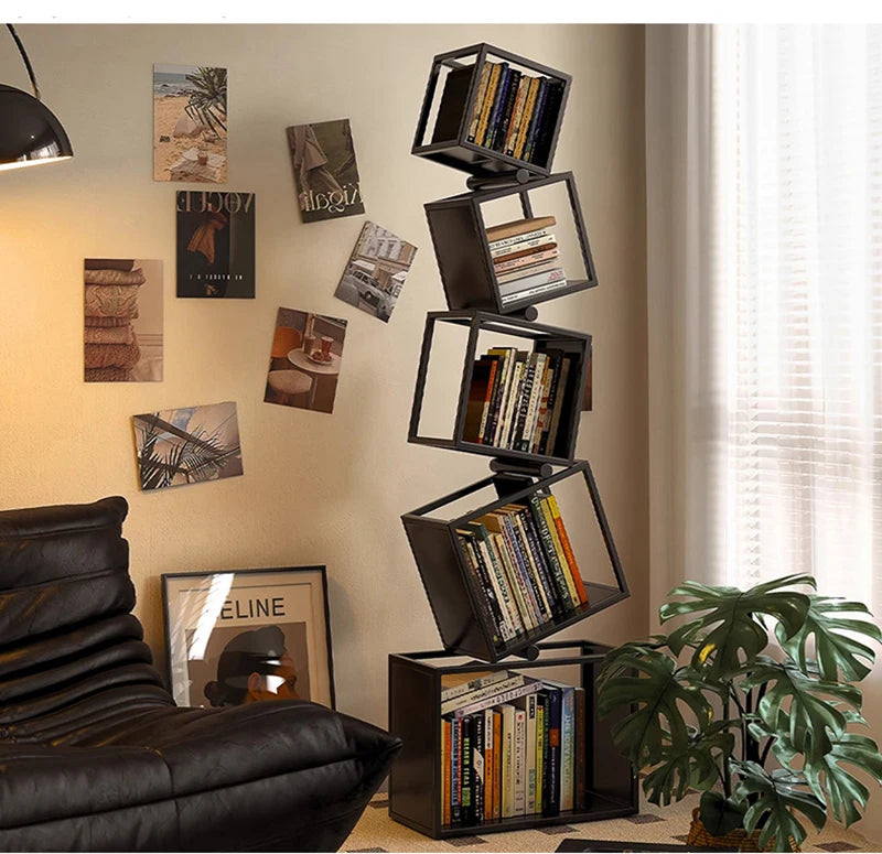 Metal Foldable Grid Bookcase for Home Storage