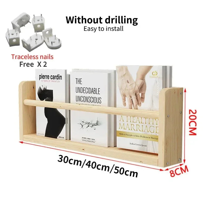 Wood Floating Nursery Shelf for Books and Decor
