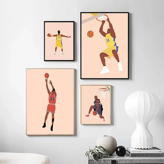 Minimalist Basketball Portrait Canvas Wall Print