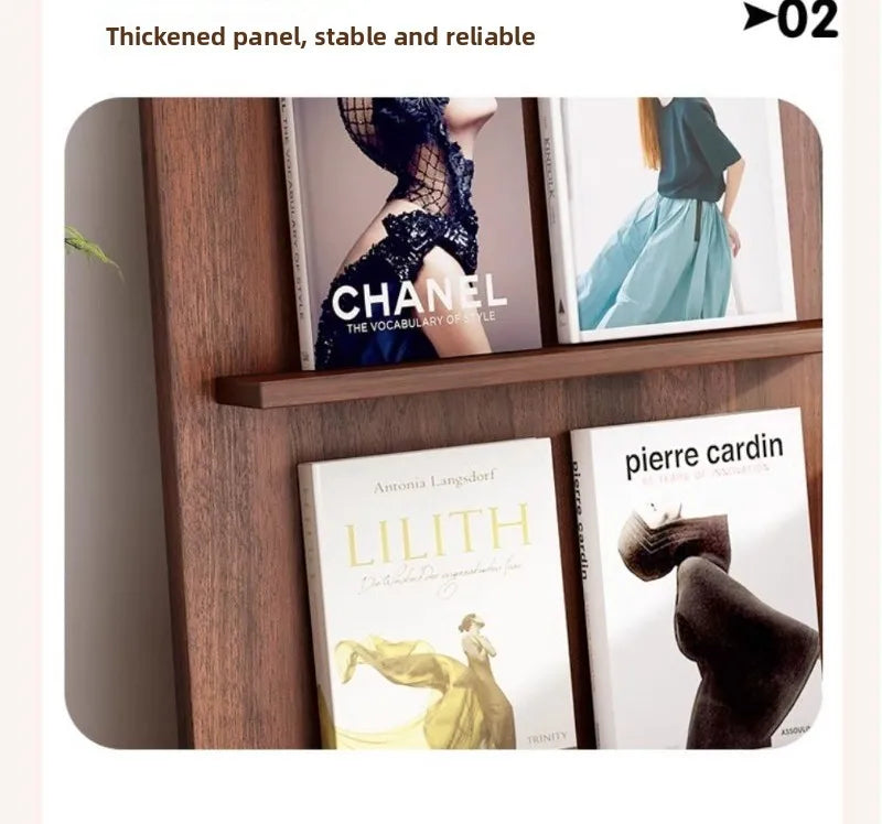 Wood Floor-Standing Book Rack for Magazines and Decor
