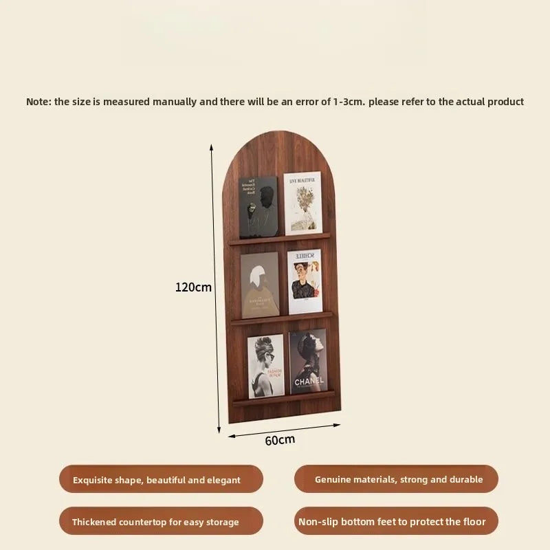 Wood Floor-Standing Book Rack for Magazines and Decor