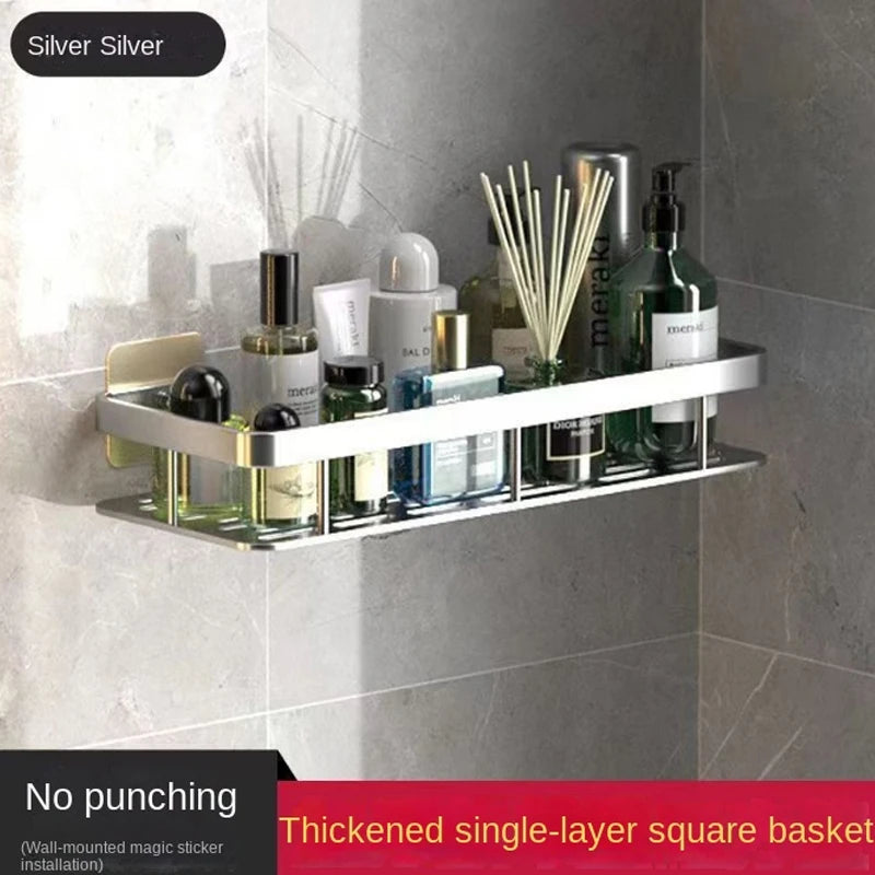 No-Drill Corner Shower Shelf Organizer - Wall-Mounted