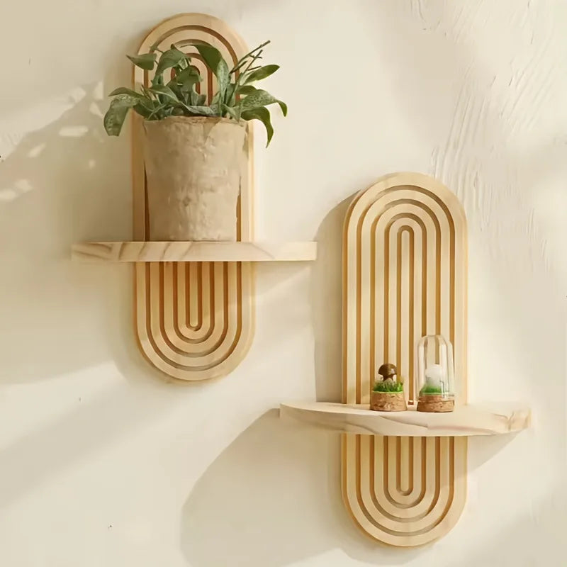 Wood Boho Floating Nursery Shelf for Books and Decor