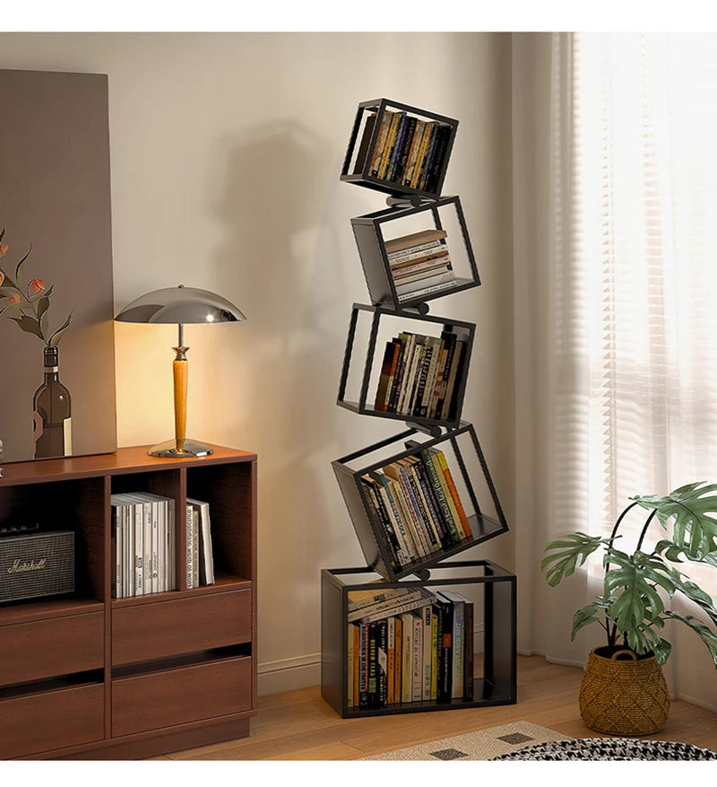 Metal Foldable Grid Bookcase for Home Storage