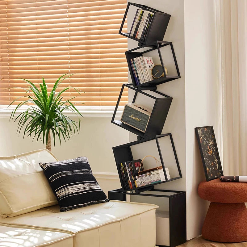 Metal Foldable Grid Bookcase for Home Storage