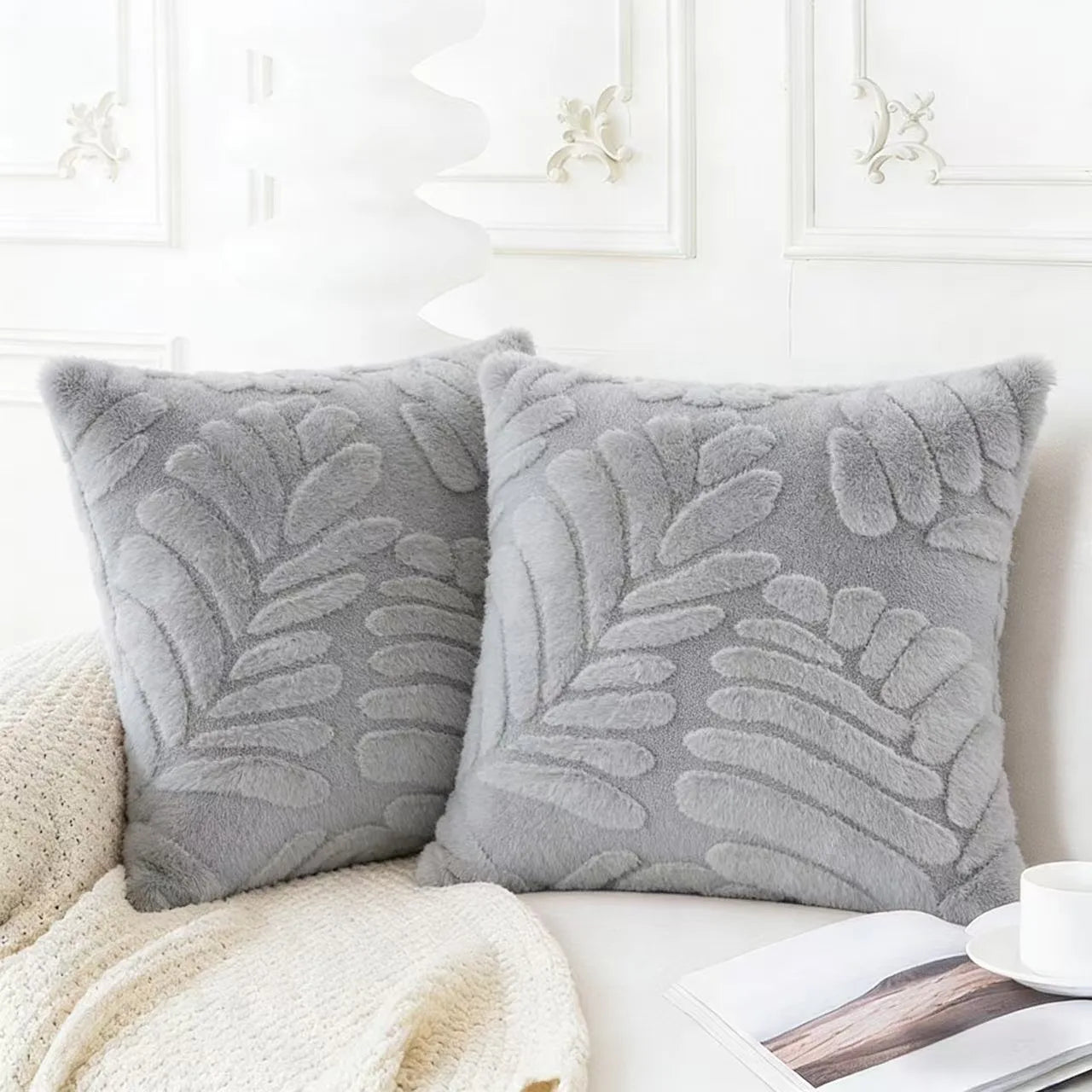 Plush Faux Fur Pillow Cover - Woven