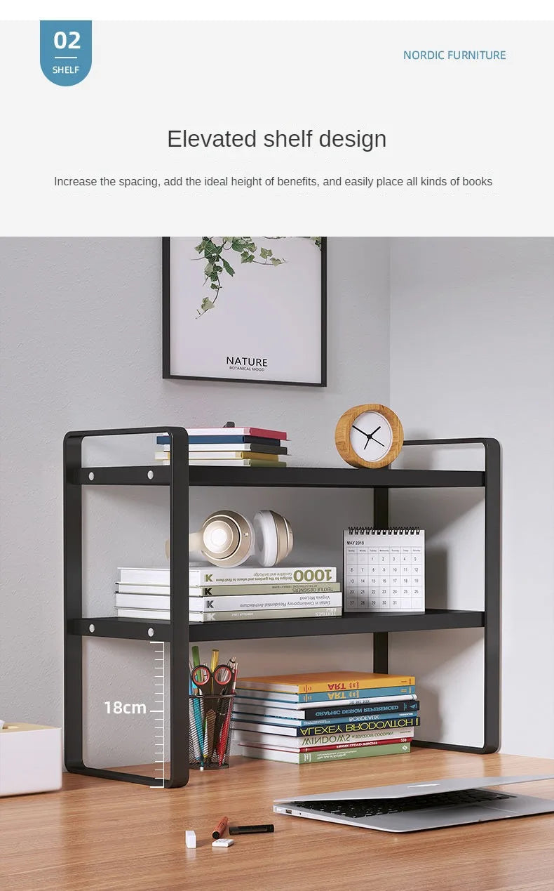 Wood Tiered Desktop Bookshelf for Daily Organization