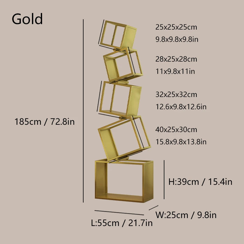 Metal Foldable Grid Bookcase for Home Storage