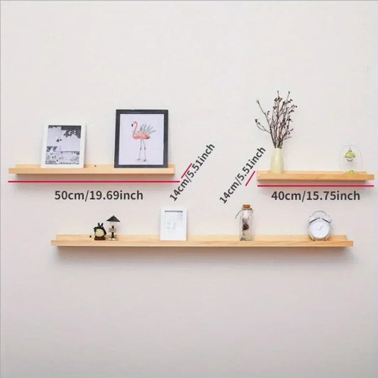 Wood Floating Wall Shelf for Display and Storage - Wall-Mounted