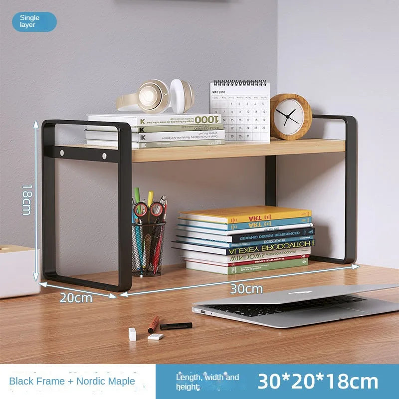 Wood Tiered Desktop Bookshelf for Daily Organization