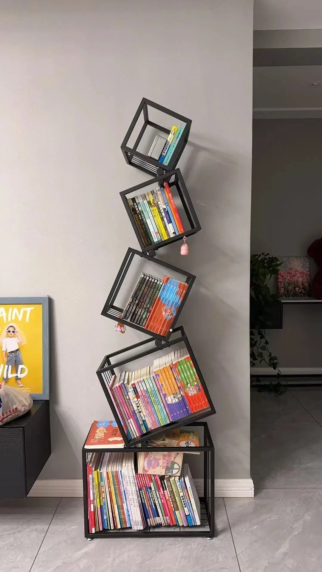 Metal Modern Bookcase Shelf for Home Storage
